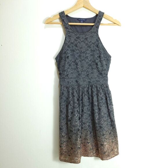 AEO Gray Lace Dress with Rose Gold Ombre - Picture 2 of 11